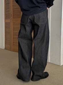 DAZY Men's Casual Everyday Commute Versatile Loose Fit Flared Leg Jeans - Black - View 2