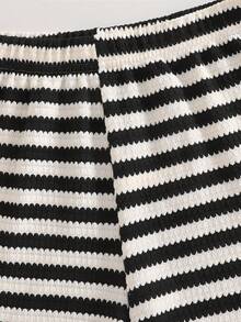 2pcs/Set Striped Bow Tie Sleeveless Crop Top + Ruffle Hem Shorts Set For Teenage Girls, Sweet & Spicy Style, Non-Fleece Design, Suitable For Parties And Summer Outings - Black - View 6