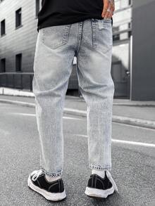Artur Kramer Quần jean denim rách vừa vặn cho nam - Rửa nhẹ - Xem 2