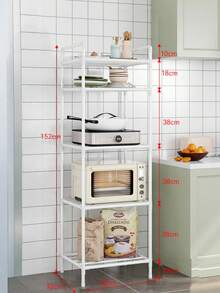 1-Piece Space-Saving Tall Metal Shelf, Kitchen Shelf, Wardrobe Storage, Storage Box, Bathroom Shelf, Shower Rack, Floor-Standing Multi-Layer Bathroom Storage Shelf, Bookshelf, Storage Rack, Movable, Easy To Assemble, Suitable For Bathroom, Kitchen, Office, Study, Living Room, Holiday Gift. - Multicolor - View 12