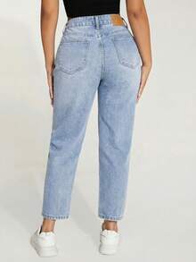 SHEIN PETITE Women's Casual Everyday Commute Minimalist Versatile Skinny Jeans - Light Wash - View 2