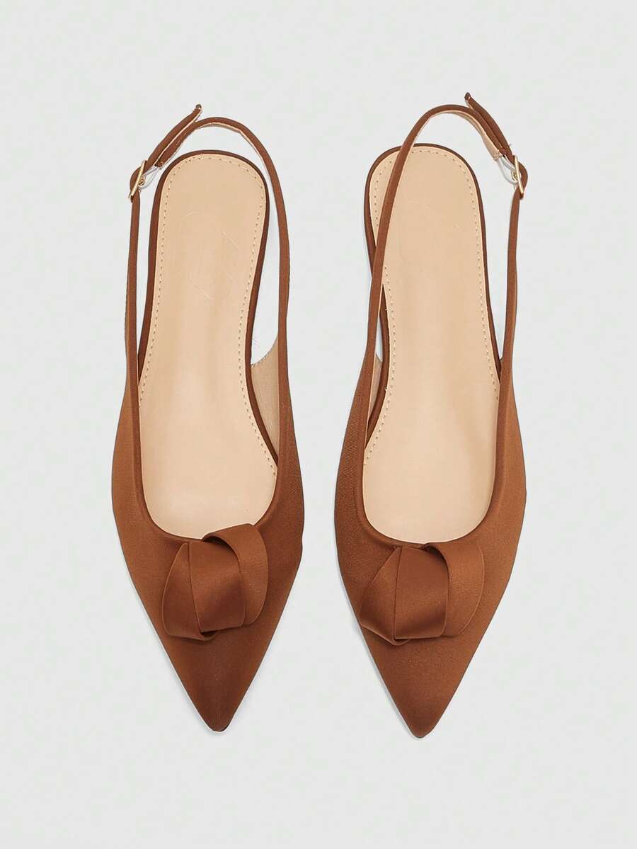 CUCCOO BIZCHIC Giày sandal đế bằng mũi nhọn họa tiết hoa, có quai hậu, kiểu dáng mùa xuân hè, hợp thời trang nữ. - màu nâu - Xem 1