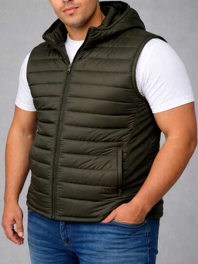  Nes Sport Chaleco Acolchado para Hombre con Gorro Tallas Extra