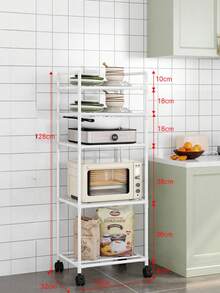 1-Piece Space-Saving Tall Metal Shelf, Kitchen Shelf, Wardrobe Storage, Storage Box, Bathroom Shelf, Shower Rack, Floor-Standing Multi-Layer Bathroom Storage Shelf, Bookshelf, Storage Rack, Movable, Easy To Assemble, Suitable For Bathroom, Kitchen, Office, Study, Living Room, Holiday Gift. - Multicolor - View 13