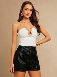 Silquee Women's Metal Design Hollow-Out Sexy Bandeau Top  Summer Tops White Top - White - View 5