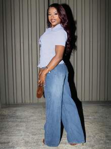 Steph T 女士街头风格图案短袖衬衫，夏季 - 彩色 - 查看 3