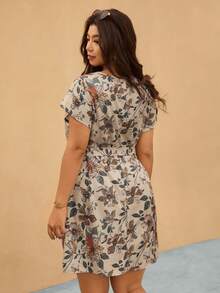 Elaquor Đầm nữ cỡ lớn in hoa tay bồng, đầm thường ngày nữ, đầm hè nữ, trang phục đi nghỉ mát nữ, trang phục mùa xuân cỡ lớn, trang phục mùa hè nữ. - Nhiều màu - Xem 8