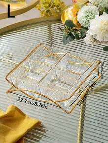 Bộ 1 khay cong khung vàng đựng đồ ăn nhẹ, các loại hạt và trái cây. - Trong sáng - Xem 2