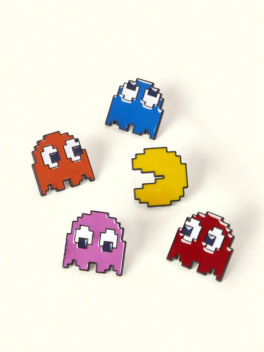Popjeli 5 Creative Video Game Pixel Classic Maze Character, Cute Alloy Brooch Combination, Clothing Decoration Badge, Bag Decoration Badge, Universal For All Seasons - Multicolor - View 1
