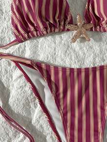 Swim Mod Bộ bikini 2 mảnh cổ yếm buộc dây và mặt dây chuyền hình ngôi sao, thích hợp cho mùa Xuân/Hè 2026. - Nhiều màu - Xem 5
