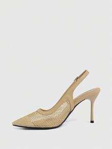CUCCOO SZL Women Flats Spring And Summer New Models, Pointed Design, Comfortable And Simple Vacation, Women's High Heels, Essential For Commuting, Casual And Versatile - Apricot - View 4