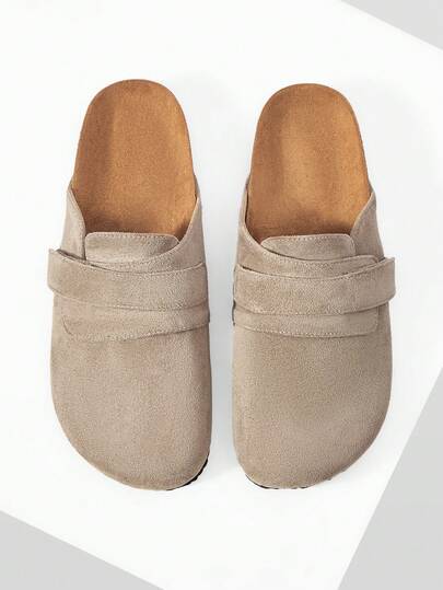 Mnmlis Women's Vintage Fashion Comfortable Versatile Simple Baotou Suede Outer Wear Flat Bottom Muller Slippers