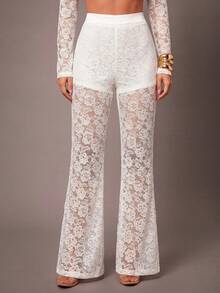 Silquee Quần legging/quần đùi nữ viền ren, có lớp lót, phối cùng quần tây ren. - trắng - Xem 6