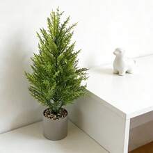 1棵/2棵迷你人造圣诞松柏树，盆栽仿真绿色植物装饰品，不含花盆，适用于圣诞节、情人节和新年装饰 - 綠色 - 查看 5