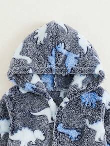 Cozy Pixies Áo choàng dài tay có mũ, buộc dây phía trước, chất liệu lông cừu dày dặn, họa tiết gấu hoạt hình, dành cho bé trai/bé gái sơ sinh. - Nhiều màu - Xem 6