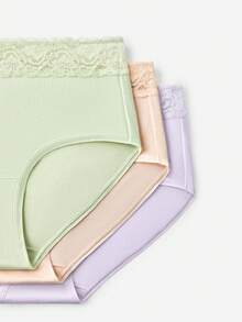 LUVLETTE Bộ 3 quần lót nữ cạp trung, chất liệu cotton mềm mại, viền ren. - Nhiều màu - Xem 8