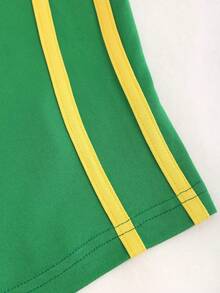 SHEIN Unity Áo thun ngắn bó sát người hâm mộ Brazil Áo thun họa tiết dành cho nữ - màu xanh lá - Xem 3