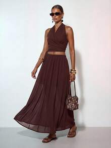 Zivah Lễ hội âm nhạc Xuân/Hè, Lễ Phục Sinh, Ngày Thánh Patrick, Ngày Valentine, Hẹn hò, Phong cách miền Tây, Phong cách du mục, Tiệc sinh nhật, Lễ tốt nghiệp, Phong cách sinh viên, Sinh viên, Trang phục hàng ngày, Cơ bản đa năng, Thường ngày, Kỳ nghỉ, Du lịch tàu biển, Bãi biển, Tắm nắng, Xu hướng thịnh hành, Thời trang đường phố, Khách dự đám cưới, Phong cách Bohemian, Đi làm, Ăn sáng muộn, Sân bay, Tiệc tùng, Đi chơi ngày lễ, Trang phục công sở, Bộ 2 món áo lưới cổ yếm dây chéo và chân váy dài chữ A màu nâu. - màu nâu - Xem 4