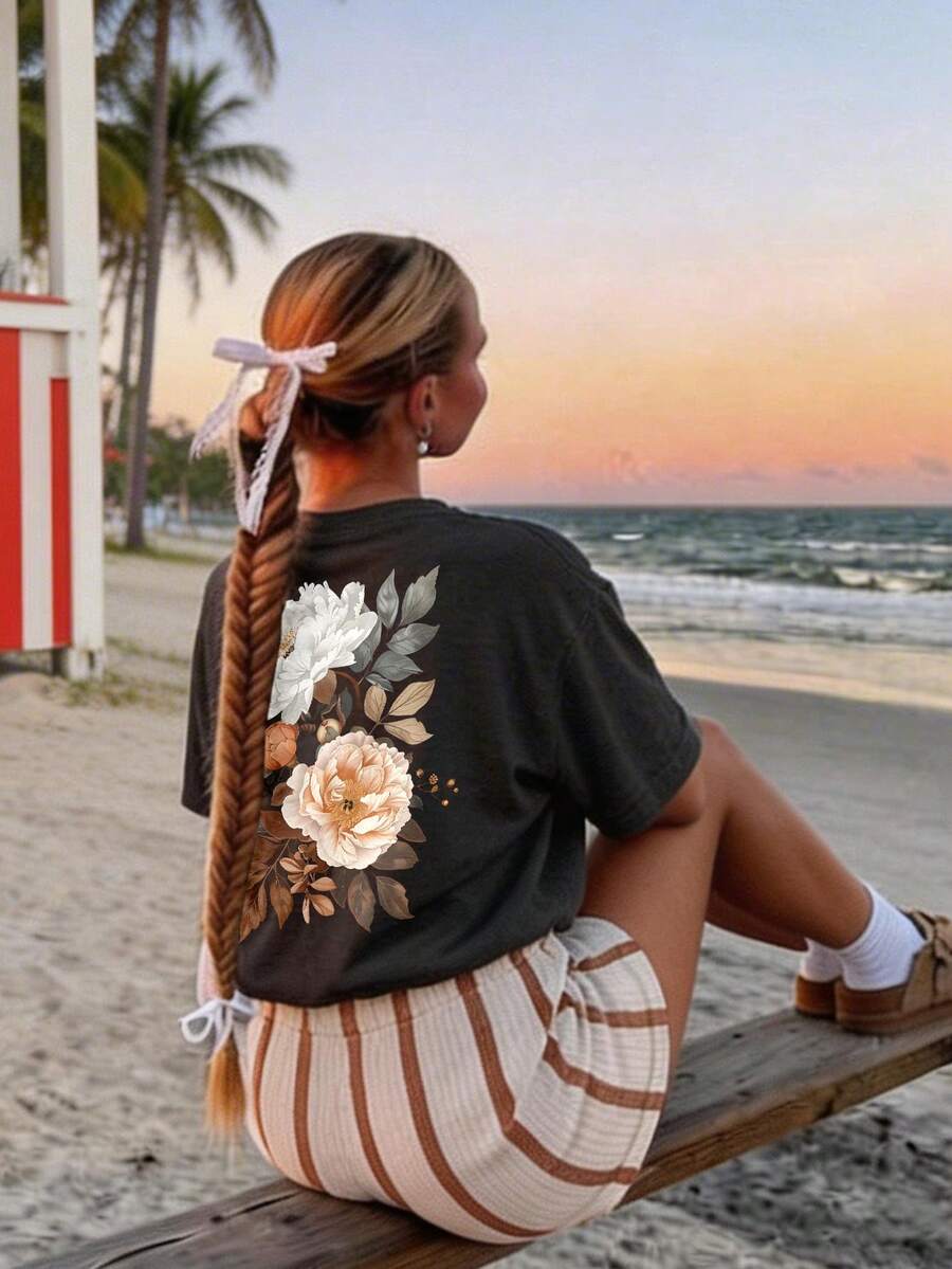 DrmWander Vacation,Spring,Resort Wear Women,Spring T-Shirt For Women - Dark Grey - View 1