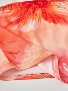 Teen Girl Floral Print Camisole Top And Midi Skirt Set, Beach Vacation - Orange - View 7