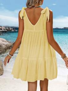 Swim Vcay Summer Outfits For Women Simple Solid Color Women's Sleeveless Cover Up For Daily Wear Summer - Light Yellow - View 2