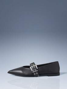 CUCCOO GRLICON 女士，带扣尖头，装饰，平底鞋 - 黑色 - 查看 2
