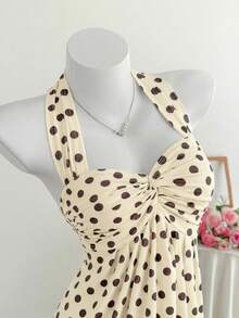 Blusa de verano para mujer con espalda anudada y estampado de rayas - Amarillo - Ver 4