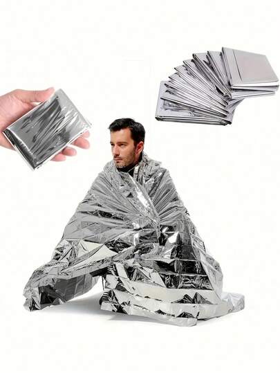 Outdoor Emergency Thermal Blanket, Waterproof Windproof Rainproof Sunscreen Survival Blanket, Retains Body Heat, Tear-Resistant, Lightweight Foldable Shelter Blanket For Camping Hiking Trekking Mountaineering, Essential Gear For Outdoor Adventures