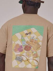 Musero Camiseta de manga corta con cuello redondo y hombros caídos, con gran estampado gráfico en la espalda, esencial para primavera y verano, ideal para vacaciones - Marrón - View 2