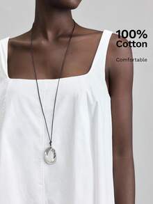 Ontre Đầm trắng không tay cổ vuông, mẫu mới Xuân/Hè 2026 dành cho nữ, thích hợp cho ngày Valentine và mùa cưới. - trắng - Xem 4