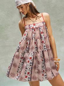 Bohemela Đầm ngắn không tay in hoa dành cho nữ, kiểu dáng thường ngày, thích hợp cho kỳ nghỉ. - Nhiều màu - Xem 4