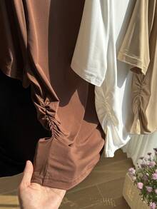 Comfortcana Damen Große Größen Einfarbiges Rundhals Kurzarm Casual Vielseitiges T-Shirt - Verschiedenfarbig - Übersicht 4