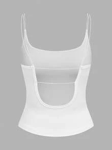 Attitoon Set de 2 piezas de camiseta ajustada sin espalda para mujer, camiseta sin espalda para atuendo de verano de mujer - Multicolor - Ver 8