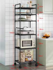 1-Piece Space-Saving Tall Metal Shelf, Kitchen Shelf, Wardrobe Storage, Storage Box, Bathroom Shelf, Shower Rack, Floor-Standing Multi-Layer Bathroom Storage Shelf, Bookshelf, Storage Rack, Movable, Easy To Assemble, Suitable For Bathroom, Kitchen, Office, Study, Living Room, Holiday Gift. - Multicolor - View 19