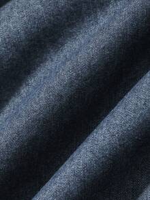 Dazy Plus 深蓝色水洗系带度假风连帽收腰长款牛仔连衣裙，春夏款 - 深色水洗藍 - 查看 3