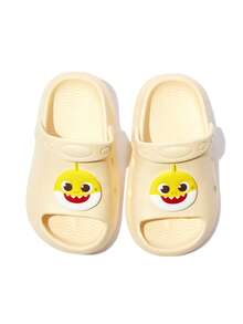 BABY SHARK X SHEIN Dép lê trẻ em màu be nhạt hình cá hoạt hình dễ thương cho bé gái và bé trai, đế chống trượt, nhanh khô, chất liệu EVA nhẹ và bền, thích hợp sử dụng trong nhà, phòng tắm, sân chơi, hồ bơi, bãi biển, ngoài trời, unisex. - Màu be - Xem 7