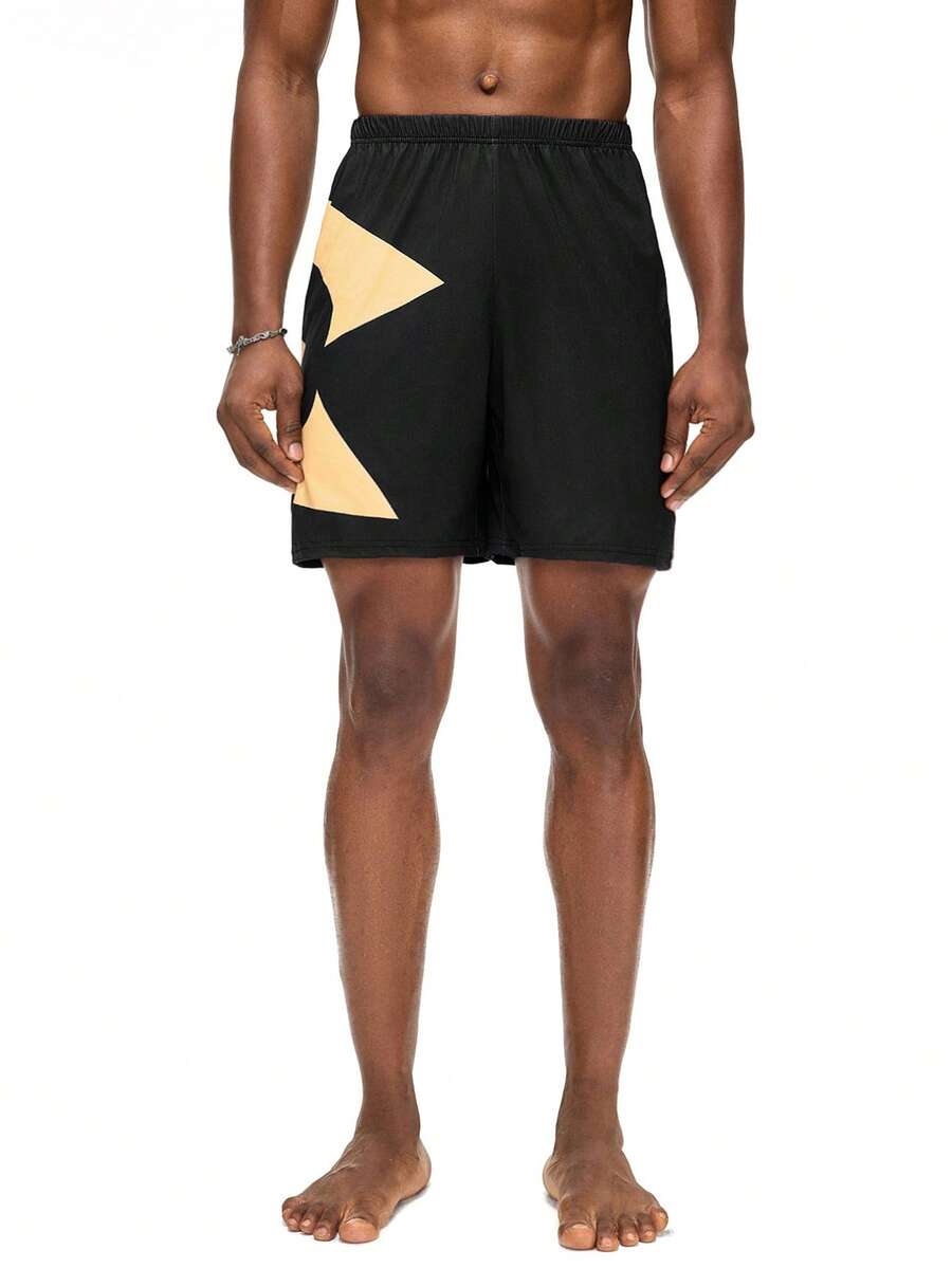 Quần short nam in họa tiết, kiểu dáng thường ngày, đa năng, thích hợp mặc ở nhà. - màu đen - Xem 1