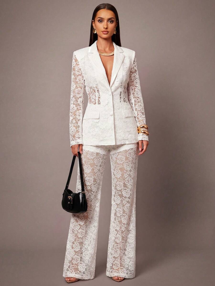 Silquee Quần legging/quần đùi nữ viền ren, có lớp lót, phối cùng quần tây ren. - trắng - Xem 1