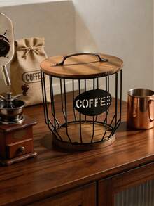Giỏ đựng viên cà phê, một cách trang nhã hơn để bảo quản viên cà phê, phù hợp với nhiều không gian như phòng khách, văn phòng, v.v. - màu đen - Xem 2