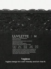 LUVLETTE Bộ 3 quần lót nữ cạp trung, chất liệu cotton mềm mại, viền ren, kiểu dáng gợi cảm - Màu đen - màu đen - Xem 9