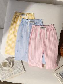 SHEIN Vintaside Kids 2件套婴儿/女婴舒适休闲格子阔腿裤套装，适合春、夏、秋季日常穿着 - 彩色 - 查看 7