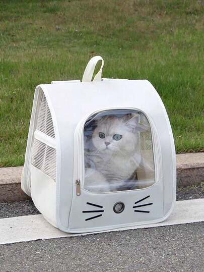 1 ba lô đựng thú cưng bằng vải Oxford, cửa sổ trong suốt thoáng khí, phù hợp cho chó/mèo nhỏ đến 5,5kg, dây đeo vai kép, xách tay, dung tích lớn, ba lô đựng thú cưng di động.