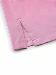 TaskEZ Scrub Uniform Set Solid V-Neck Short Sleeve Top With Pockets And Pants - Pink - View 3