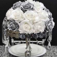 1PC/5PCS/10PCS/12PCS/ Silver 20-Inch Artificial Rose Flowers, High-End Artificial Roses, Suitable For Home Decor, Room Decor, Dining Table Decor, Wedding Decor, Bridal Bouquet, Wrist Corsage, Flower Arrangement. Suitable For Home, Restaurant, Bedroom, Vase Decoration. - Silver - View 7