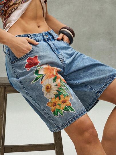 Bohemela Quần short nữ dáng suông in họa tiết, kiểu dáng thường ngày.