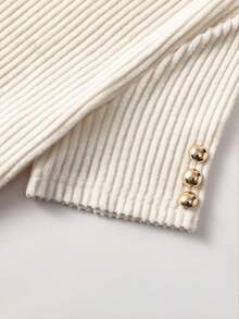 Franclia Plus Size Elegant Solid Color Fitted Dress, Summer - Apricot - View 5