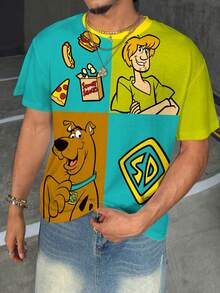 SCOOBY-DOO X SHEIN Áo thun nam tay ngắn cổ tròn in hình hoạt hình - trắng - Xem 7