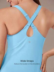 GLOWMODE FeatherFit™-Air Peekaboo Everyday Built-In Shorts Pocket Anti-Slip Dress Yoga Spring Summer Quick Dry Moisture Wicking - Breezy Blue - View 3