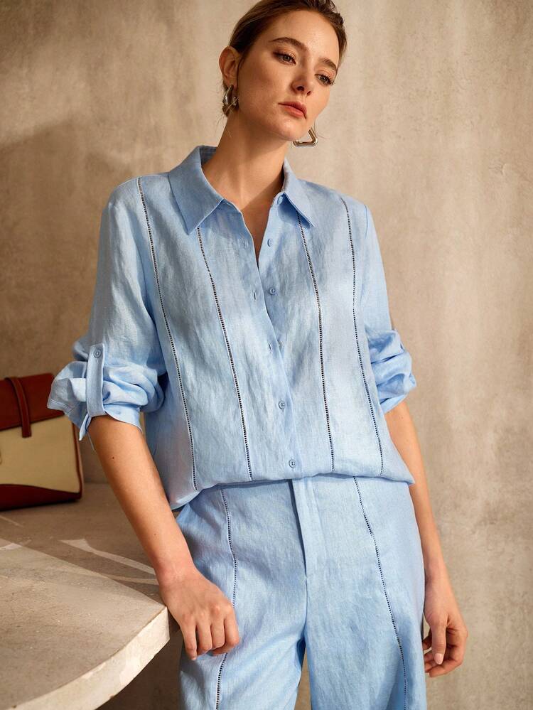 WOMEN'S LINEN COMFORTABLE BUTTON UP SHIRT, SPRING/SUMMER