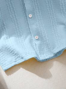 Souflis Souflis 男童休闲褶皱不对称短袖针织衬衫，夏季款 - 淺藍色 - 查看 7